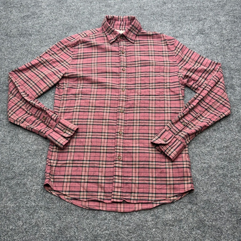 Faherty Brand Mens Supima Cotton Viscose Plaid Button Down Shirt Rose Pink Small